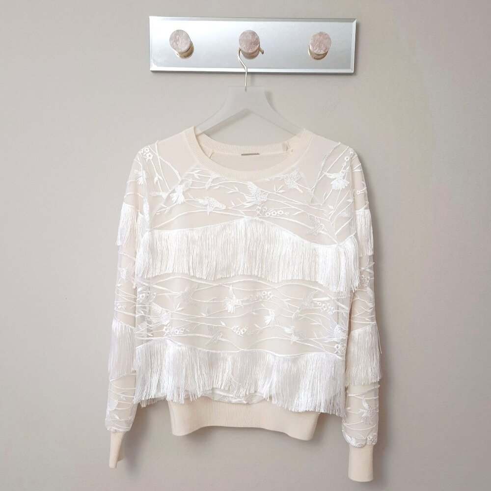 NWOT Elie Tahari Merino wool tulle sweater top, M - Picture 2 of 7